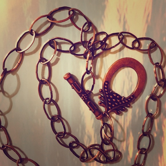 Copper toned necklace.  Clasp is pendant. Stylish - Picture 2 of 9